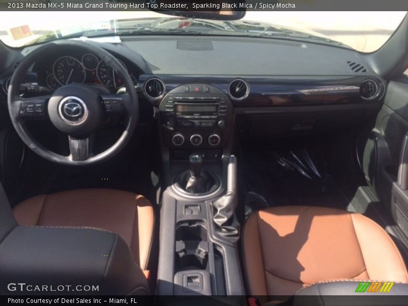 Sparkling Black Mica / Spicy Mocha 2013 Mazda MX-5 Miata Grand Touring Hard Top Roadster