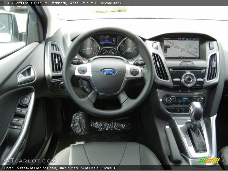 White Platinum / Charcoal Black 2014 Ford Focus Titanium Hatchback
