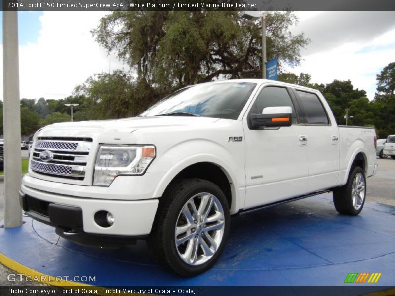 White Platinum / Limited Marina Blue Leather 2014 Ford F150 Limited SuperCrew 4x4