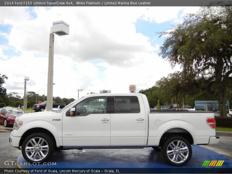 White Platinum / Limited Marina Blue Leather 2014 Ford F150 Limited SuperCrew 4x4
