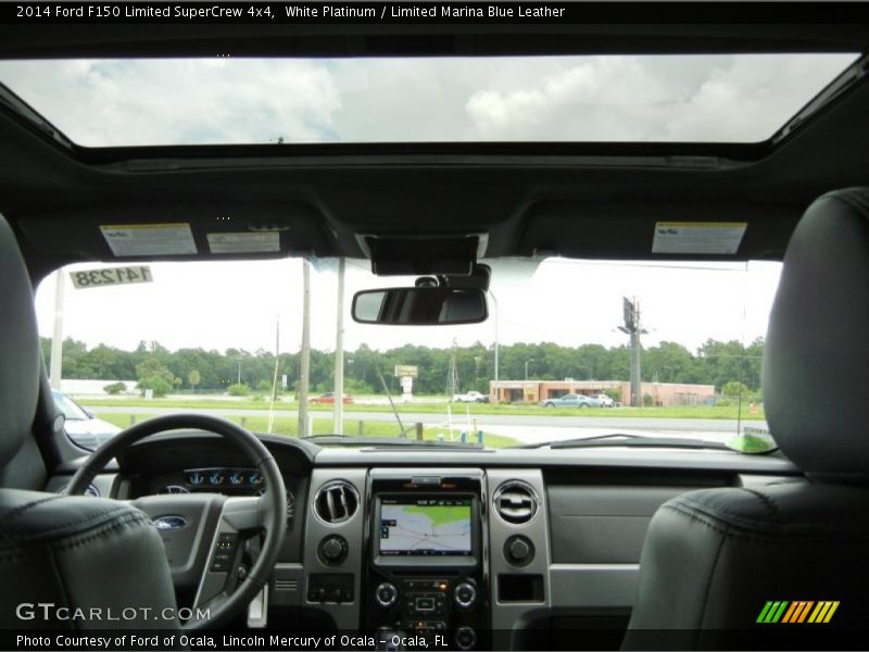 White Platinum / Limited Marina Blue Leather 2014 Ford F150 Limited SuperCrew 4x4