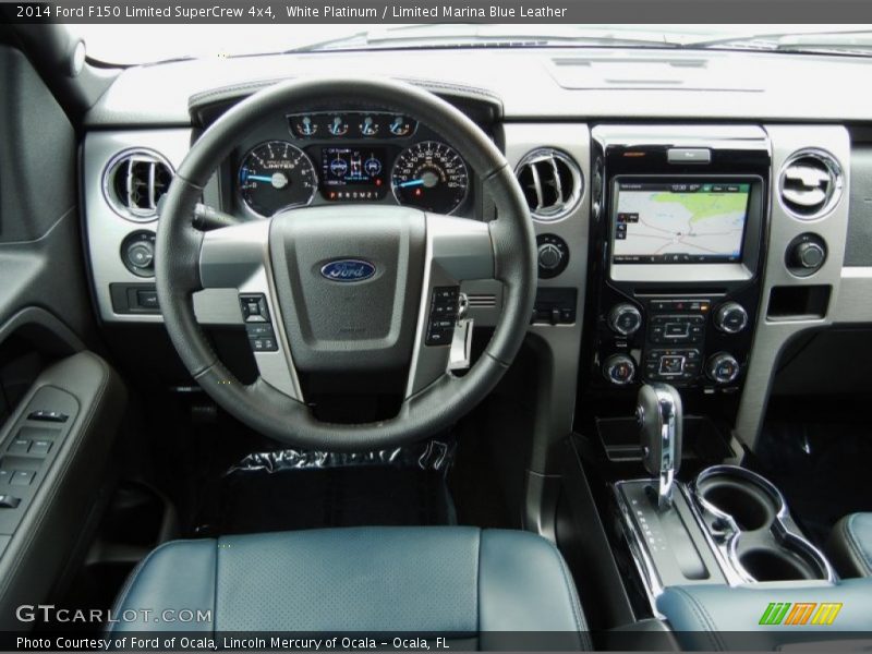 White Platinum / Limited Marina Blue Leather 2014 Ford F150 Limited SuperCrew 4x4