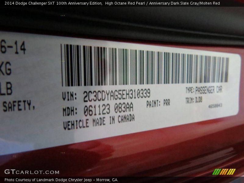 High Octane Red Pearl / Anniversary Dark Slate Gray/Molten Red 2014 Dodge Challenger SXT 100th Anniversary Edition
