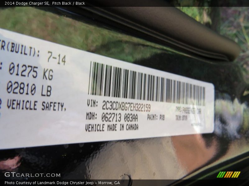 Pitch Black / Black 2014 Dodge Charger SE