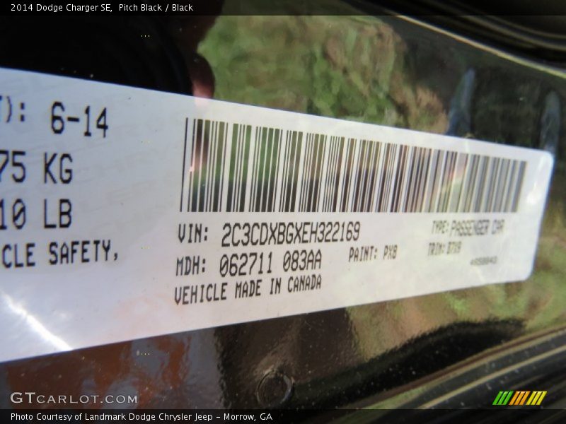 Pitch Black / Black 2014 Dodge Charger SE