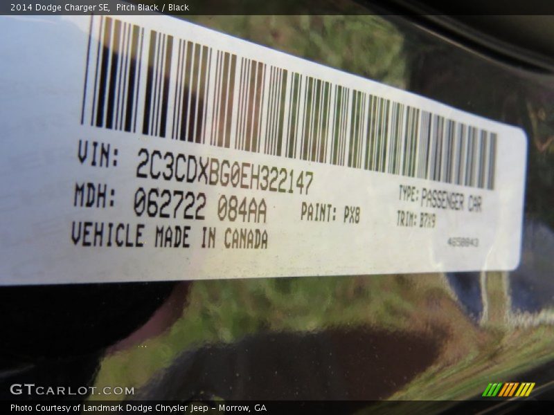 Pitch Black / Black 2014 Dodge Charger SE