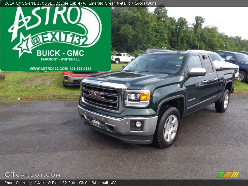 Emerald Green Metallic / Cocoa/Dune 2014 GMC Sierra 1500 SLT Double Cab 4x4