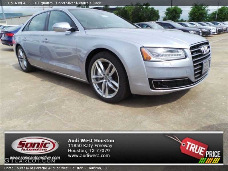 Floret Silver Metallic / Black 2015 Audi A8 L 3.0T quattro