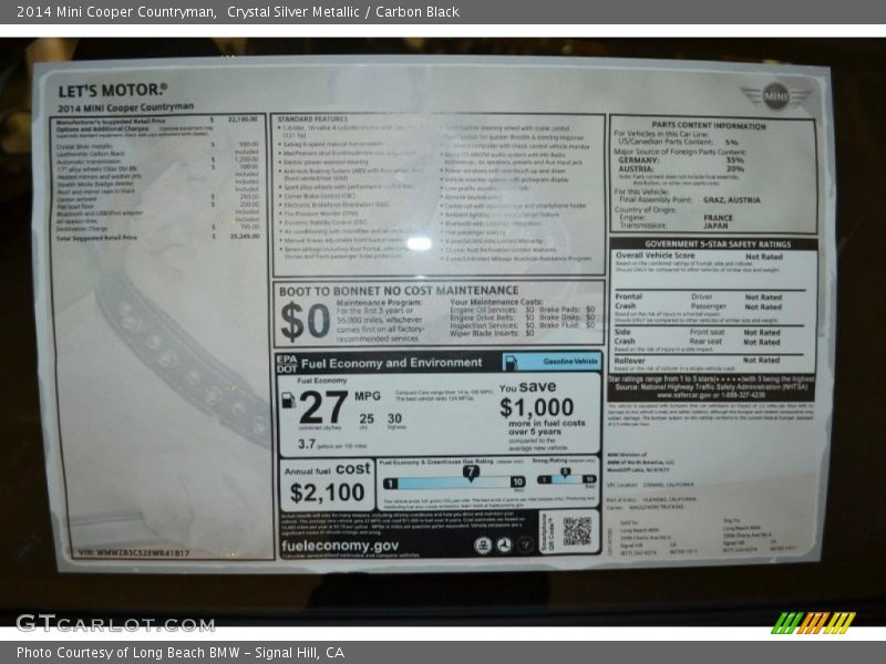 Crystal Silver Metallic / Carbon Black 2014 Mini Cooper Countryman