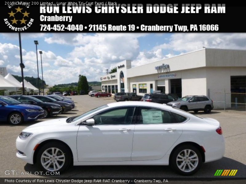 Lunar White Tri-Coat Pearl / Black 2015 Chrysler 200 Limited