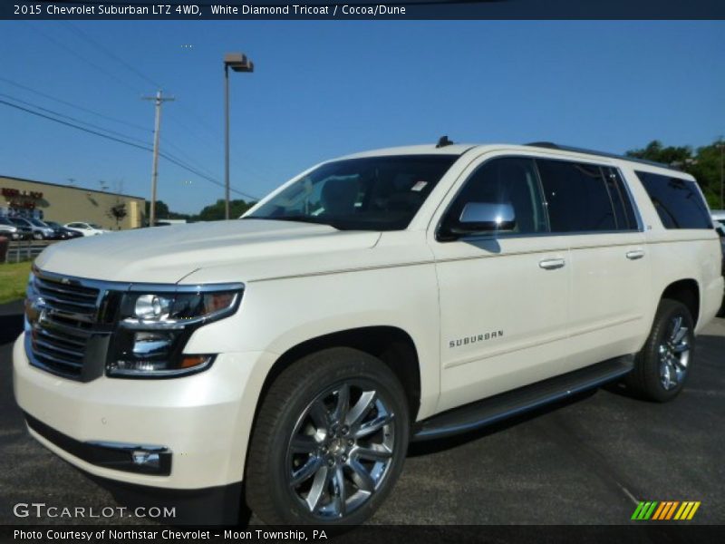White Diamond Tricoat / Cocoa/Dune 2015 Chevrolet Suburban LTZ 4WD