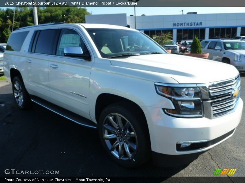 White Diamond Tricoat / Cocoa/Dune 2015 Chevrolet Suburban LTZ 4WD