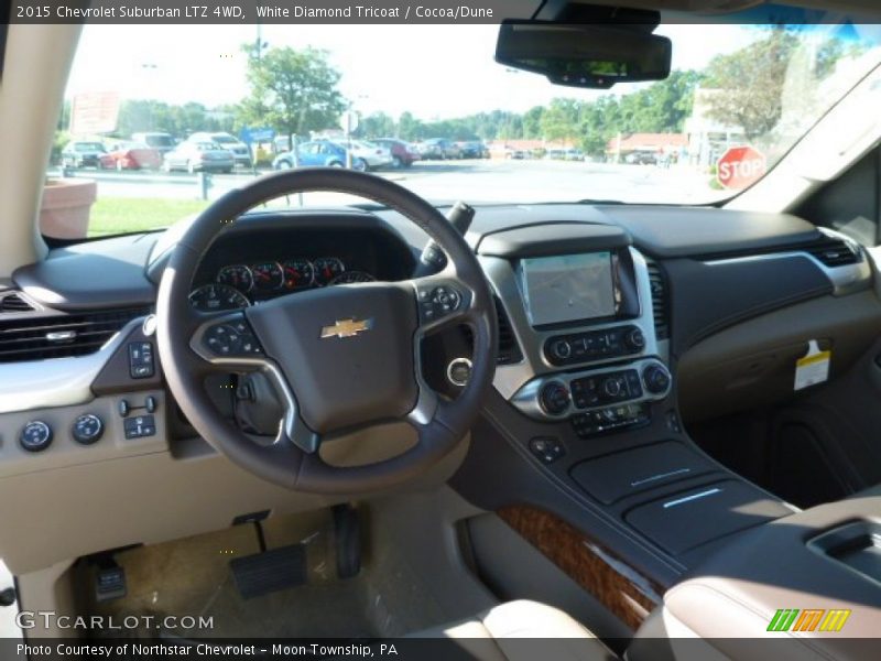White Diamond Tricoat / Cocoa/Dune 2015 Chevrolet Suburban LTZ 4WD