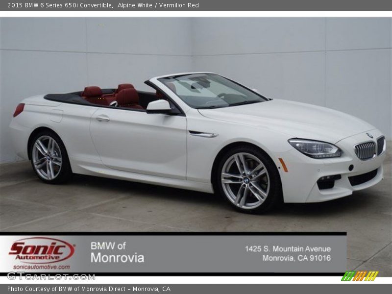 Alpine White / Vermilion Red 2015 BMW 6 Series 650i Convertible