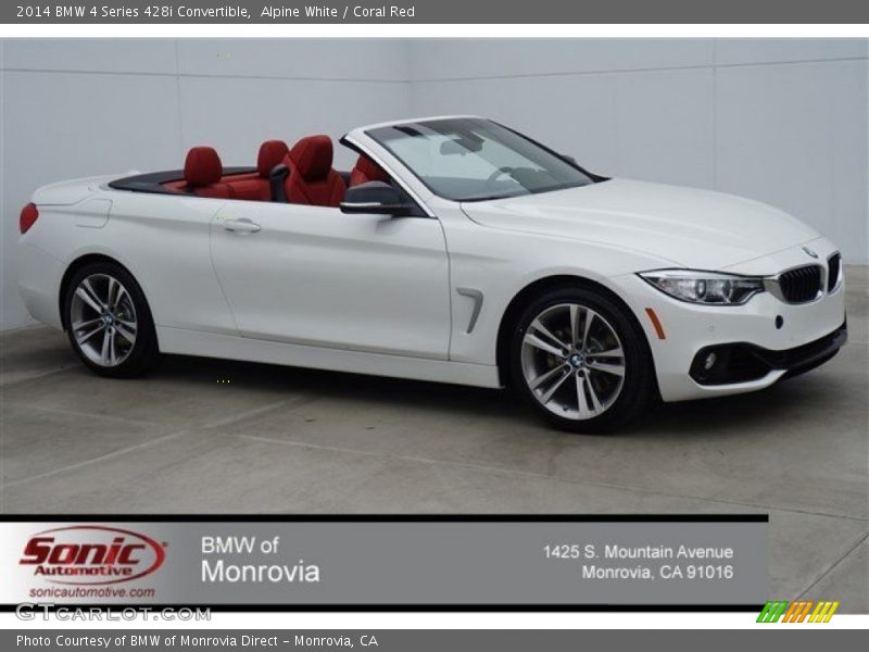 Alpine White / Coral Red 2014 BMW 4 Series 428i Convertible