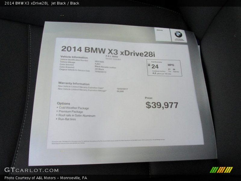 Jet Black / Black 2014 BMW X3 xDrive28i