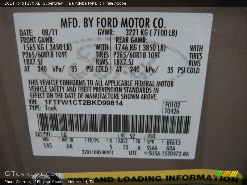 Pale Adobe Metallic / Pale Adobe 2011 Ford F150 XLT SuperCrew
