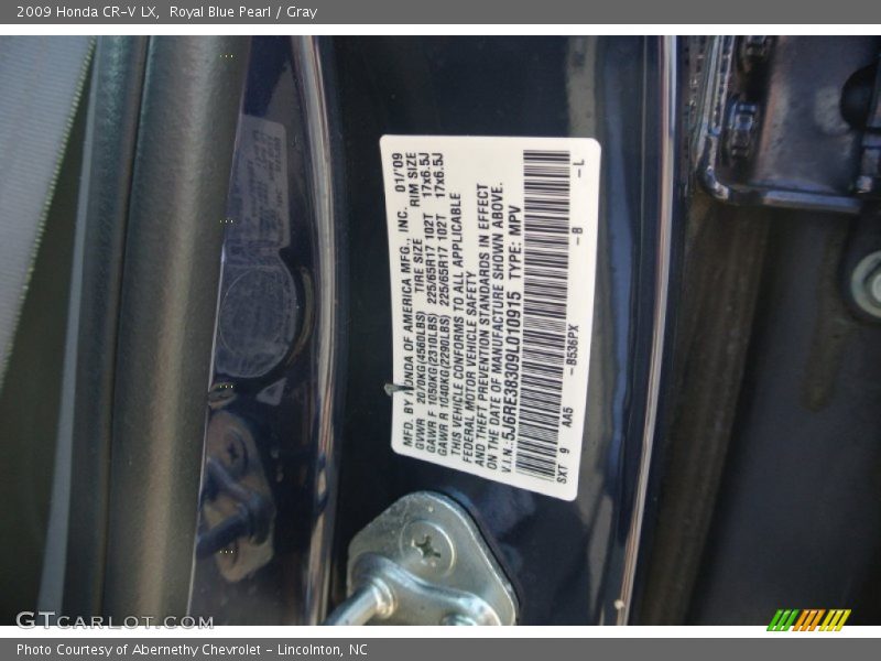 Royal Blue Pearl / Gray 2009 Honda CR-V LX