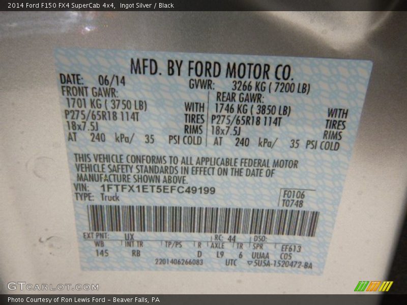 Ingot Silver / Black 2014 Ford F150 FX4 SuperCab 4x4