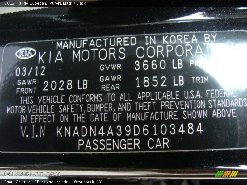 Aurora Black / Black 2013 Kia Rio EX Sedan