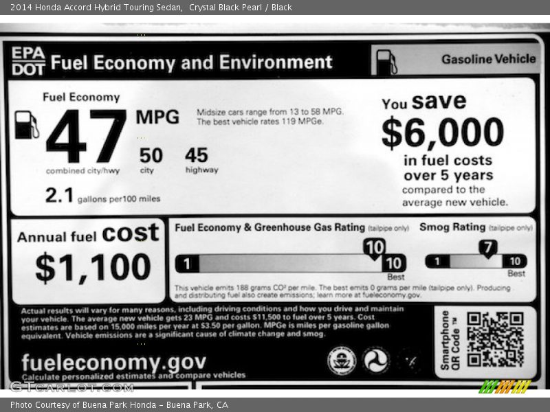 Crystal Black Pearl / Black 2014 Honda Accord Hybrid Touring Sedan