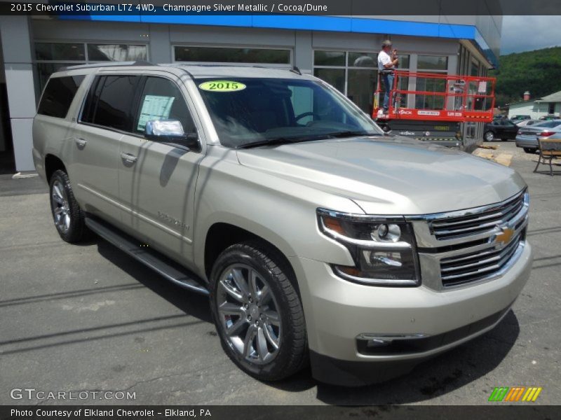 Champagne Silver Metallic / Cocoa/Dune 2015 Chevrolet Suburban LTZ 4WD