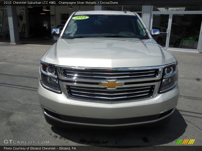 Champagne Silver Metallic / Cocoa/Dune 2015 Chevrolet Suburban LTZ 4WD