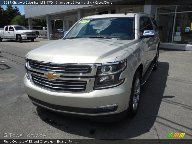Champagne Silver Metallic / Cocoa/Dune 2015 Chevrolet Suburban LTZ 4WD