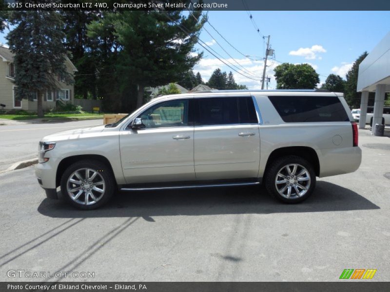 Champagne Silver Metallic / Cocoa/Dune 2015 Chevrolet Suburban LTZ 4WD