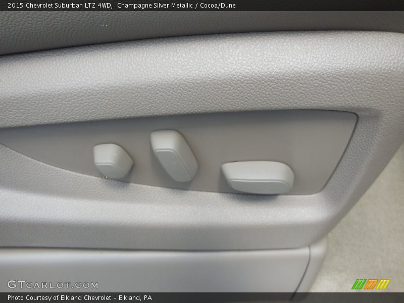 Champagne Silver Metallic / Cocoa/Dune 2015 Chevrolet Suburban LTZ 4WD