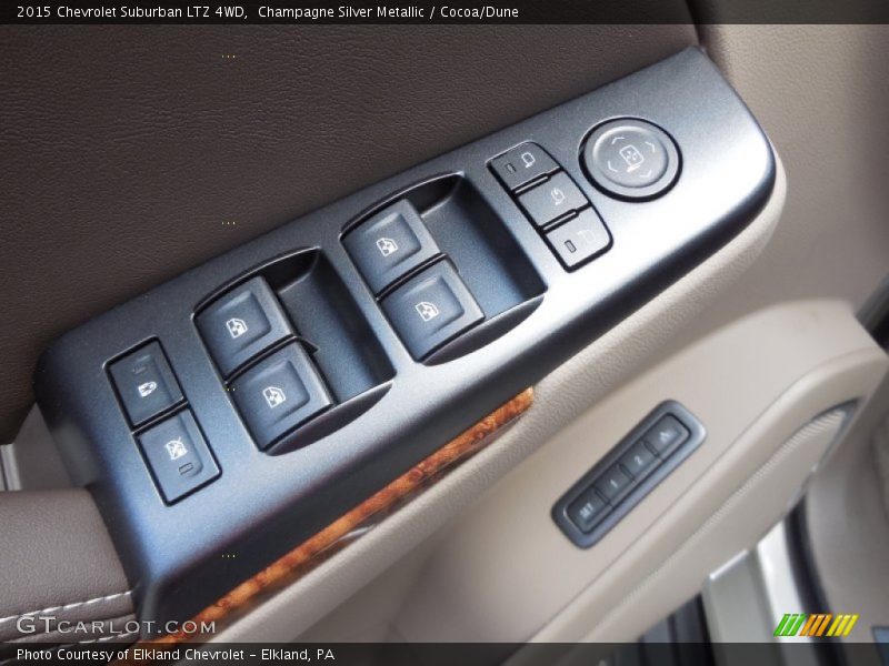 Champagne Silver Metallic / Cocoa/Dune 2015 Chevrolet Suburban LTZ 4WD