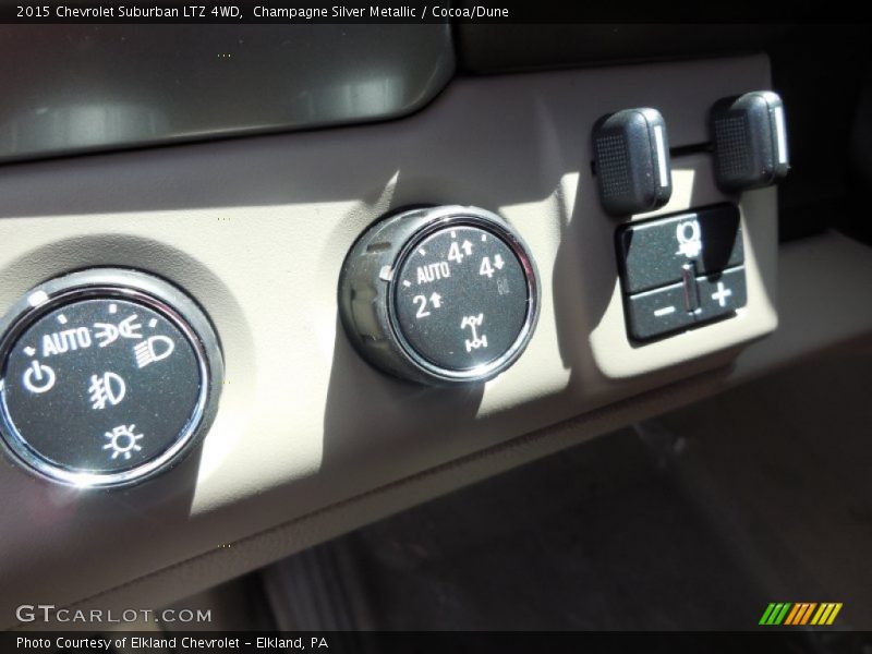 Champagne Silver Metallic / Cocoa/Dune 2015 Chevrolet Suburban LTZ 4WD