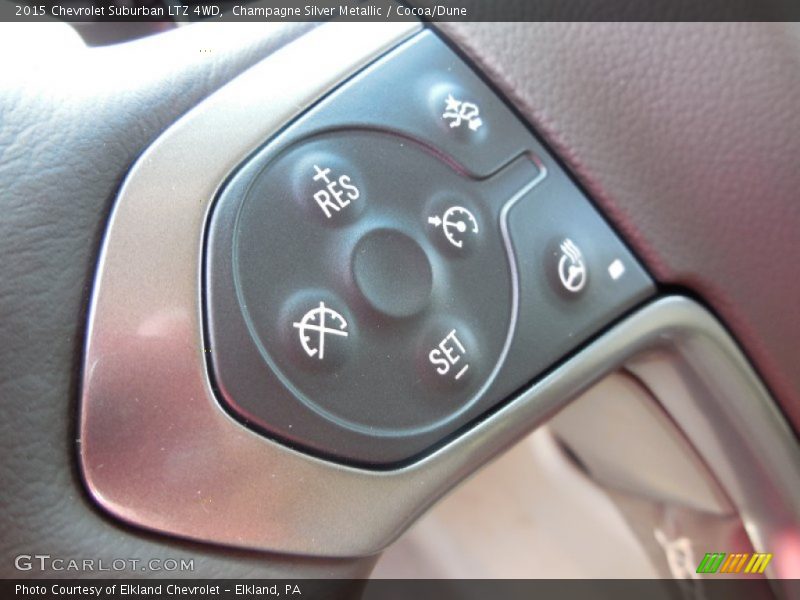 Champagne Silver Metallic / Cocoa/Dune 2015 Chevrolet Suburban LTZ 4WD