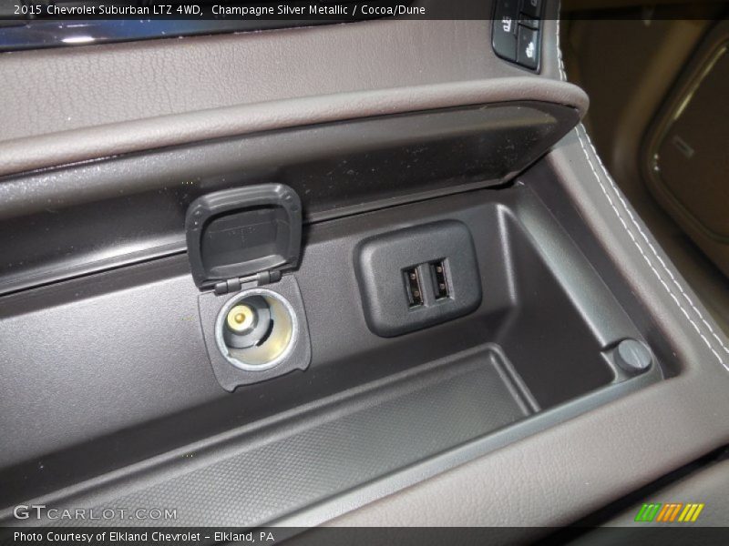 Champagne Silver Metallic / Cocoa/Dune 2015 Chevrolet Suburban LTZ 4WD