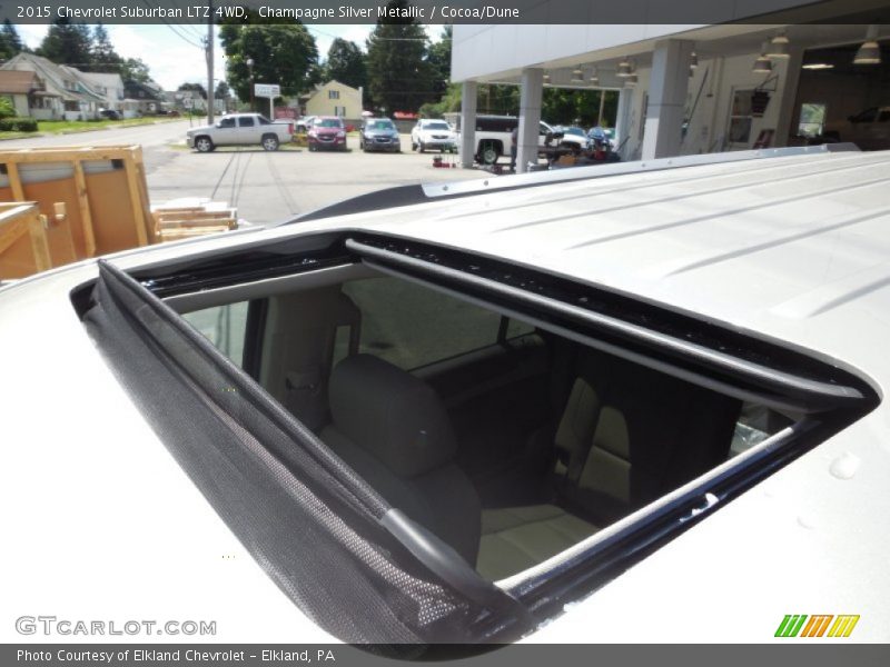 Champagne Silver Metallic / Cocoa/Dune 2015 Chevrolet Suburban LTZ 4WD