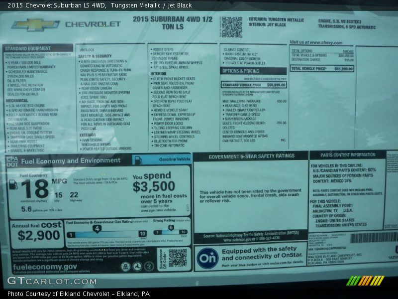  2015 Suburban LS 4WD Window Sticker