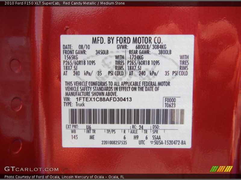 Red Candy Metallic / Medium Stone 2010 Ford F150 XLT SuperCab