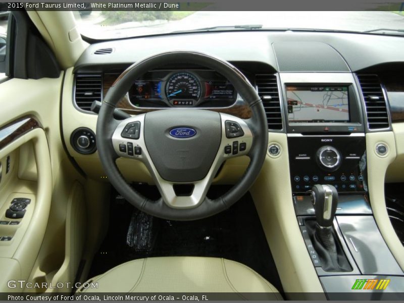 White Platinum Metallic / Dune 2015 Ford Taurus Limited