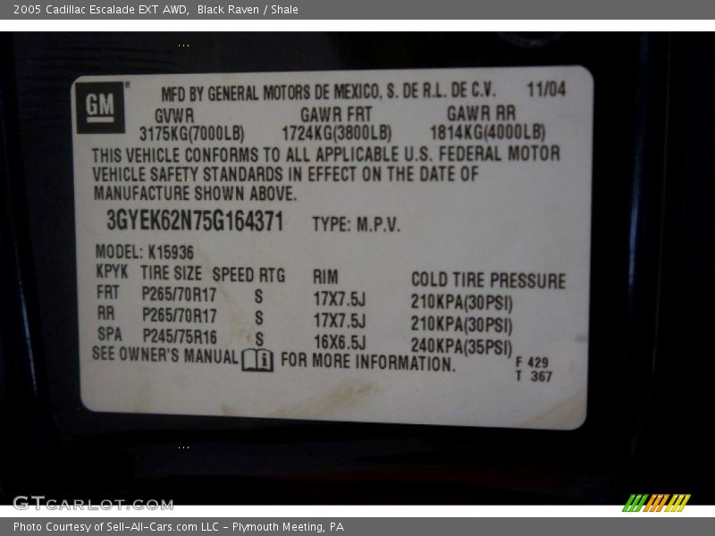 Black Raven / Shale 2005 Cadillac Escalade EXT AWD