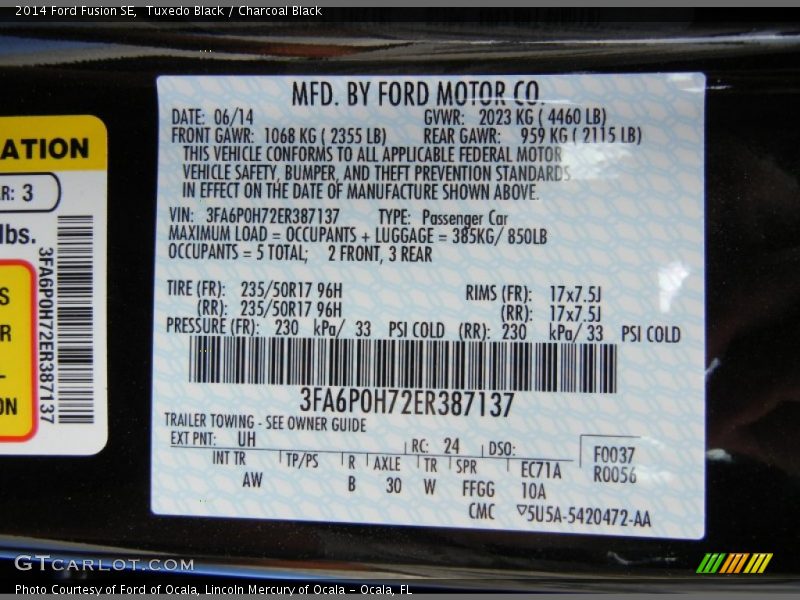 Tuxedo Black / Charcoal Black 2014 Ford Fusion SE