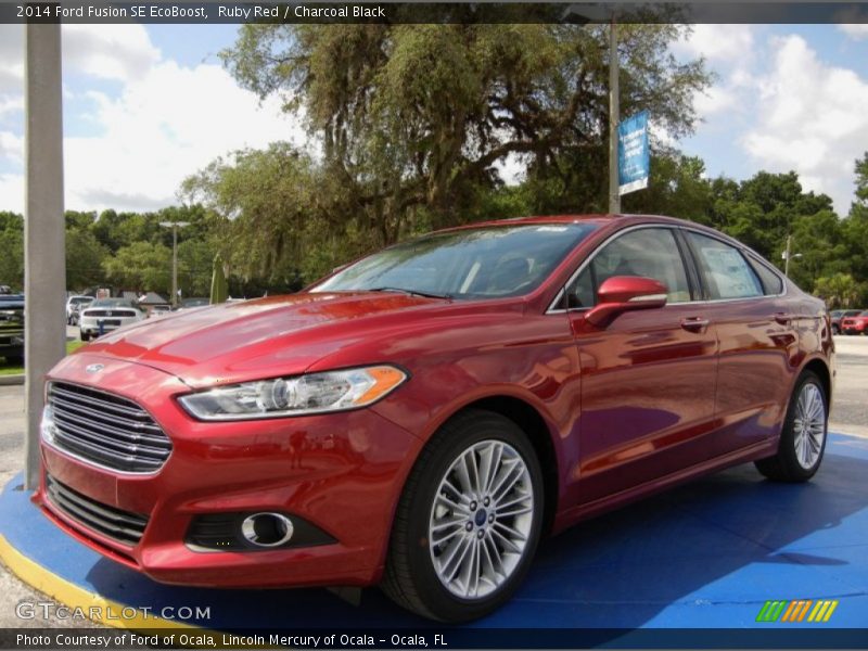 Ruby Red / Charcoal Black 2014 Ford Fusion SE EcoBoost