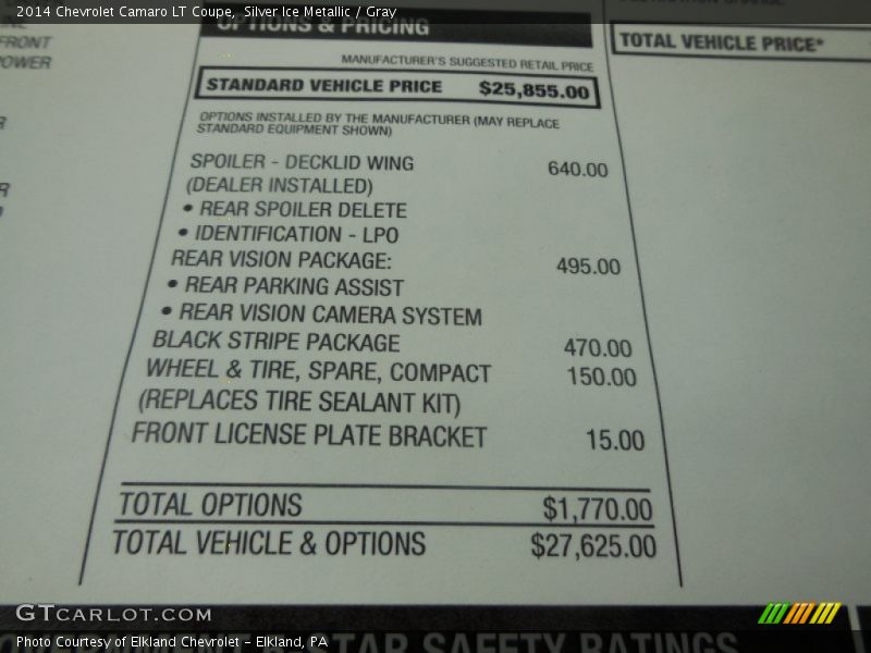 Silver Ice Metallic / Gray 2014 Chevrolet Camaro LT Coupe