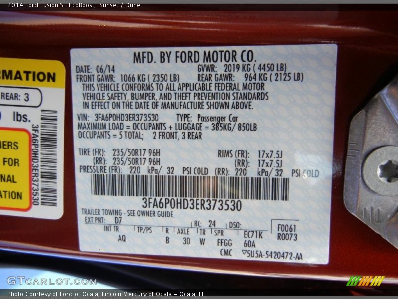 Sunset / Dune 2014 Ford Fusion SE EcoBoost