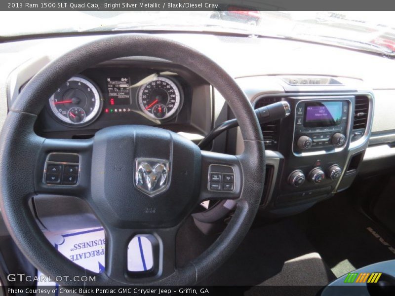 Bright Silver Metallic / Black/Diesel Gray 2013 Ram 1500 SLT Quad Cab