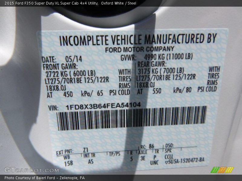 Oxford White / Steel 2015 Ford F350 Super Duty XL Super Cab 4x4 Utility