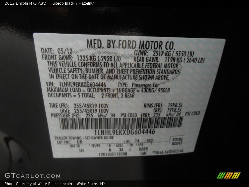 Tuxedo Black / Hazelnut 2013 Lincoln MKS AWD