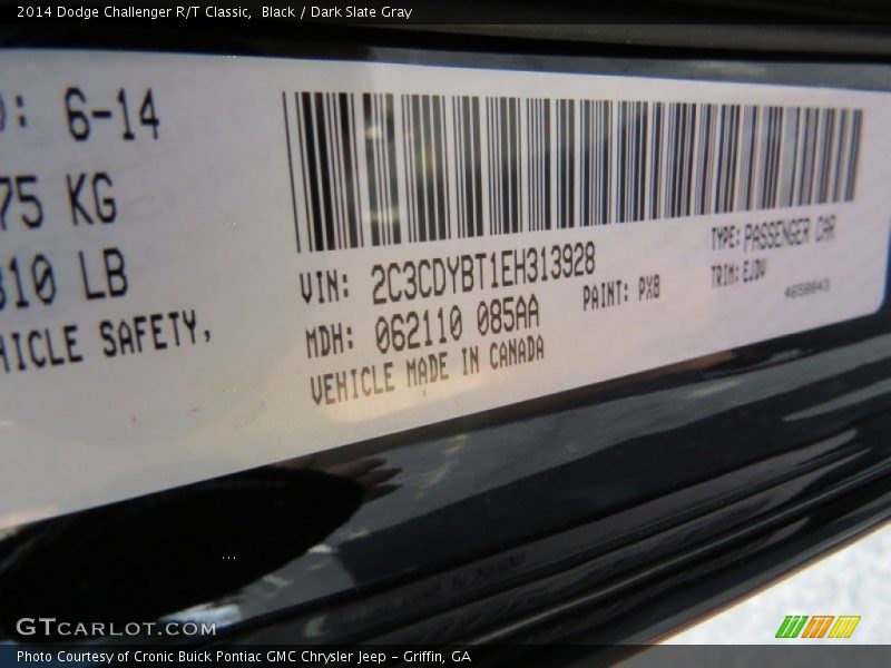 Black / Dark Slate Gray 2014 Dodge Challenger R/T Classic