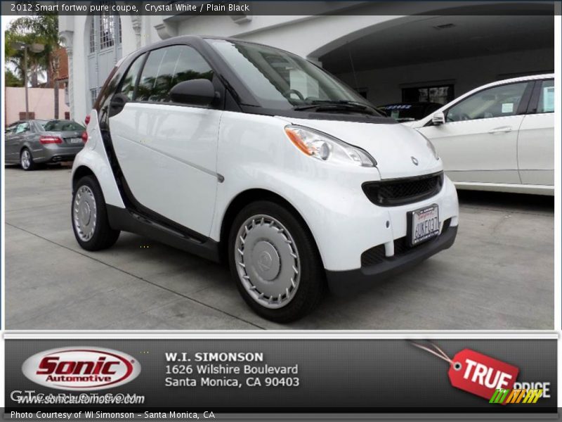 Crystal White / Plain Black 2012 Smart fortwo pure coupe