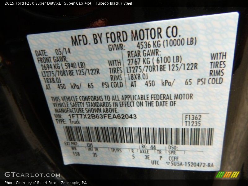 Tuxedo Black / Steel 2015 Ford F250 Super Duty XLT Super Cab 4x4