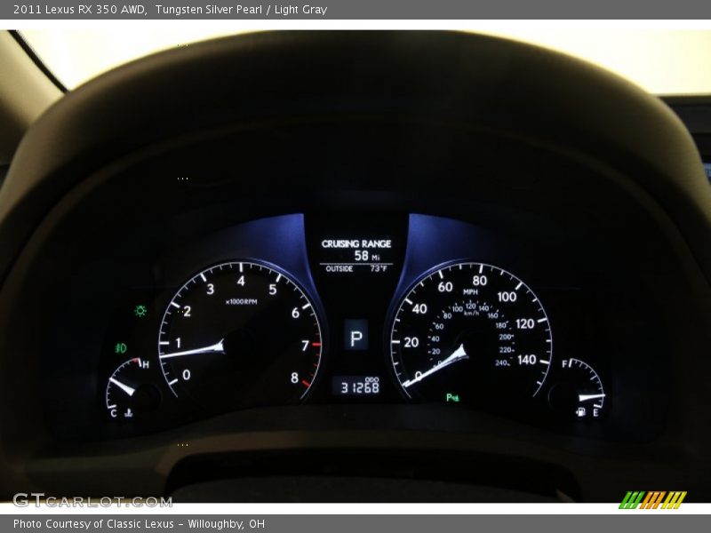 Tungsten Silver Pearl / Light Gray 2011 Lexus RX 350 AWD
